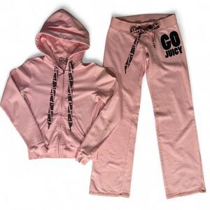 Vintage Juicy Couture Track Suit Pink Black Glitter Fits Size Small